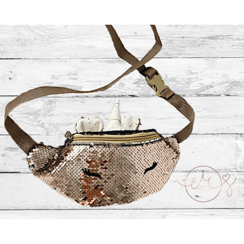 Unicorn heuptasje glitters goud